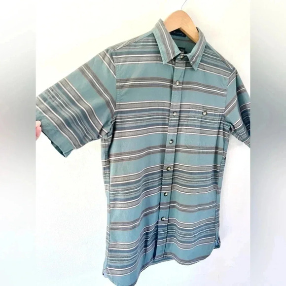 Pendleton Thomas Kay Short Sleeve Green Stripe Button Front Collared Shirt Small - Picture 2 of 10